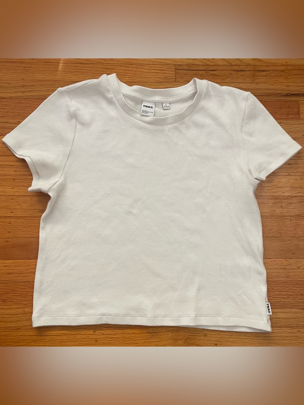 TNA White Short Sleeve Ribbed Crew Tee